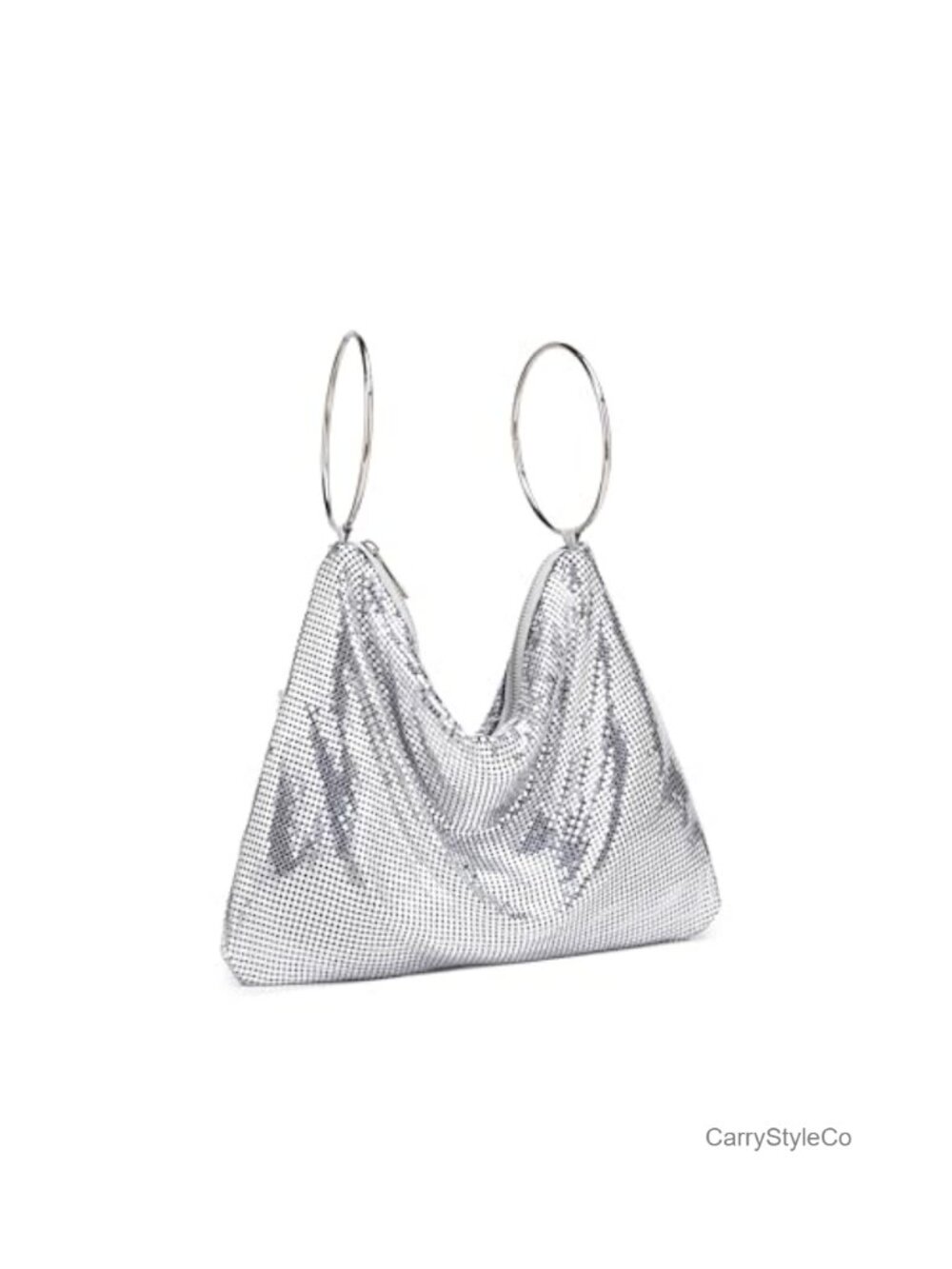 Metallic Mesh Evening Bag Wristlet Clutch Knotted Strap Formal Purse